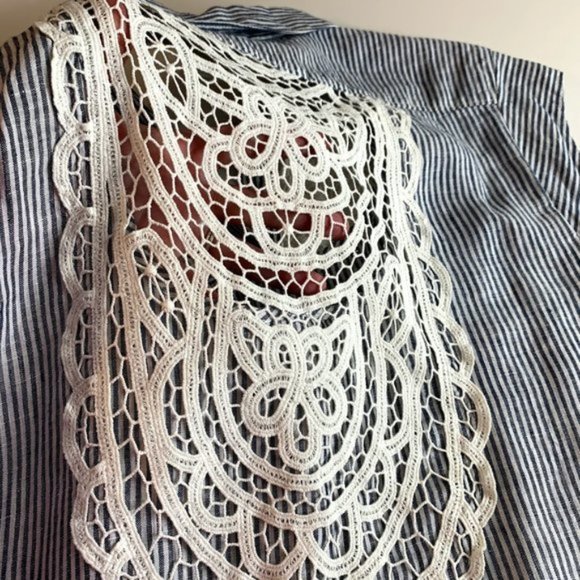 Anthropologie Maeve Linen w/ Lace Button Down Sleeveless Blouse - S - Picture 6 of 10